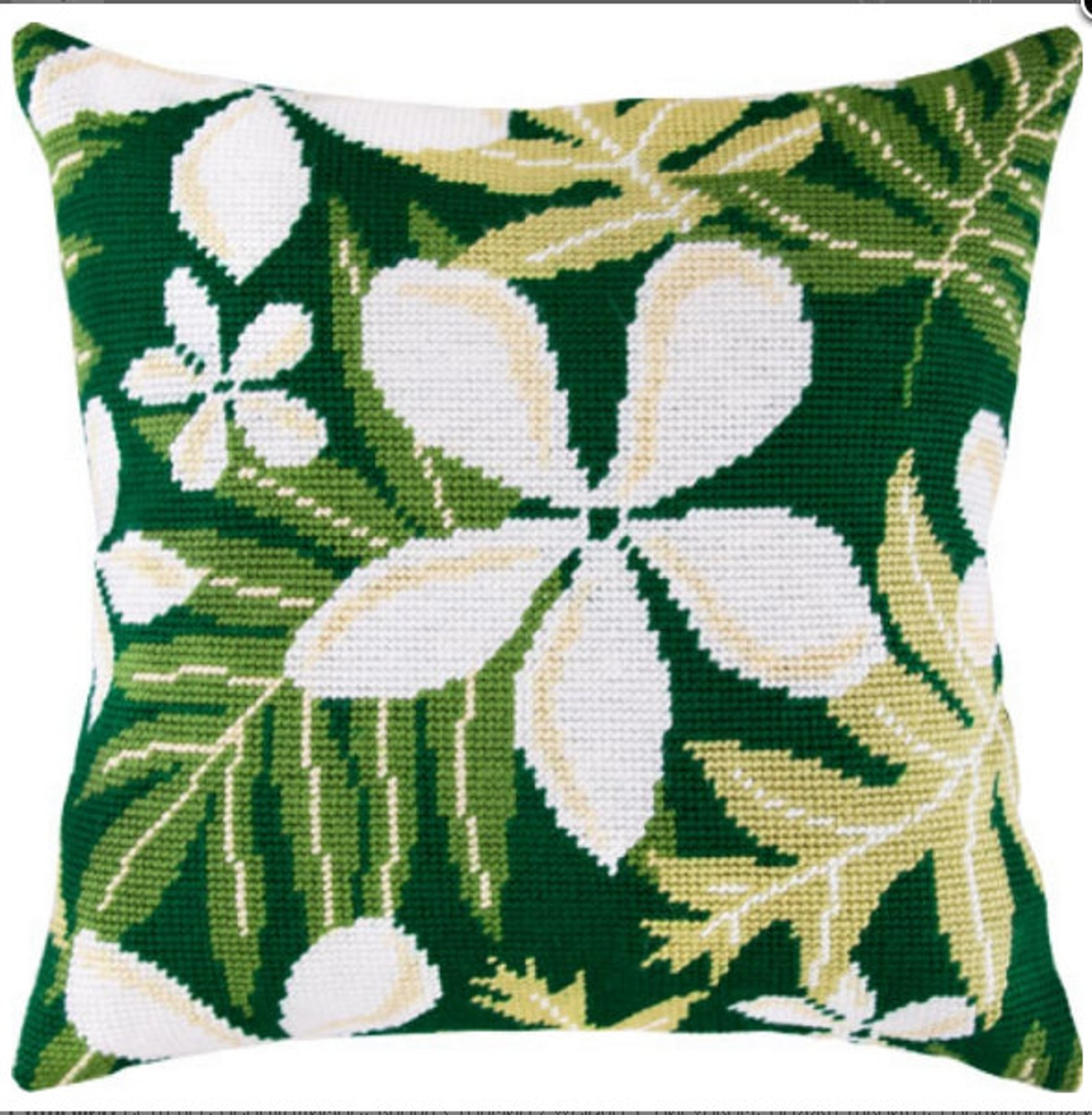 DIY Needlepoint Pillow Kit tropics thread embroidery pillow Etsy