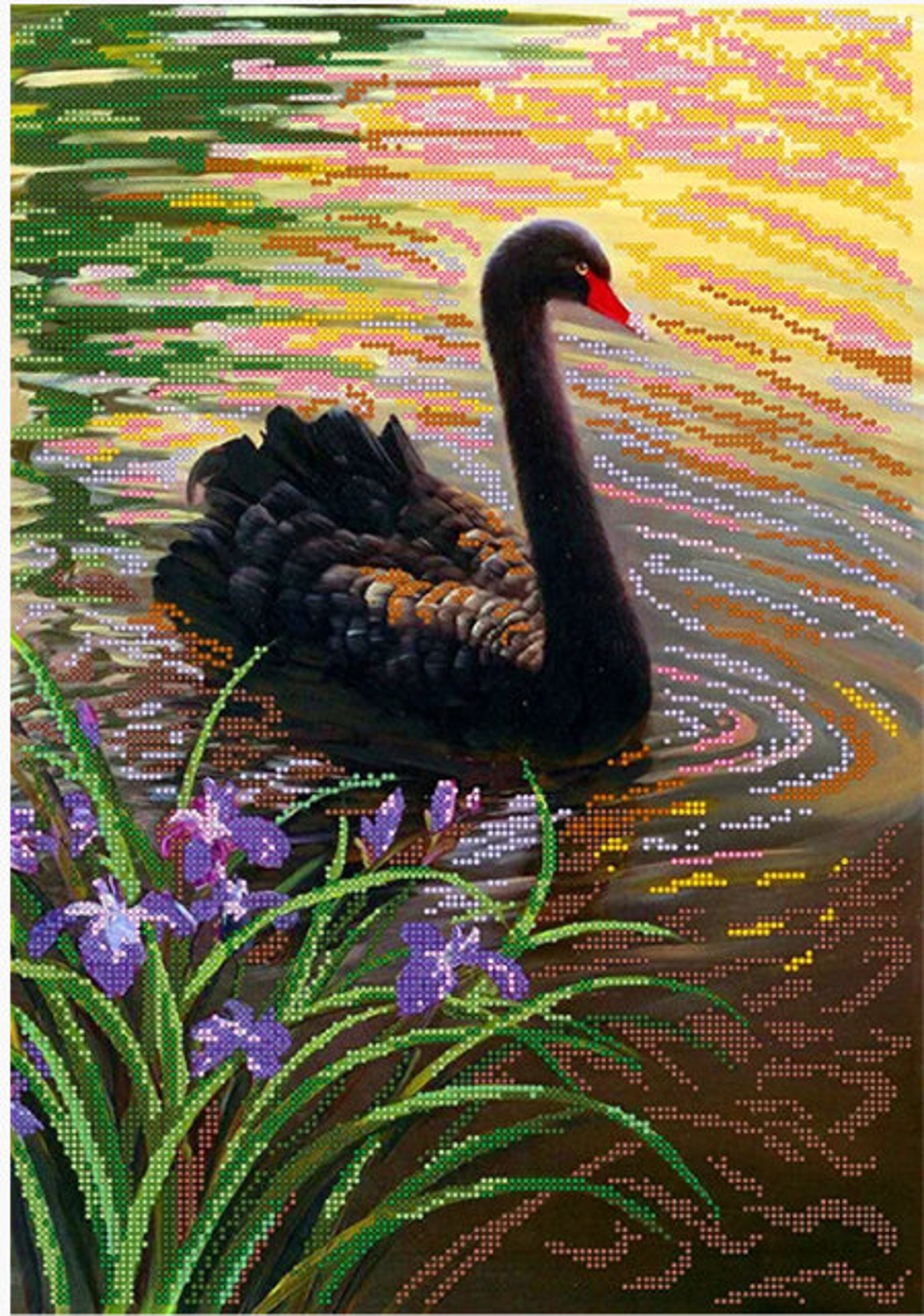 Black swan diy bead embroidery kit needlework pattern gift  etsy