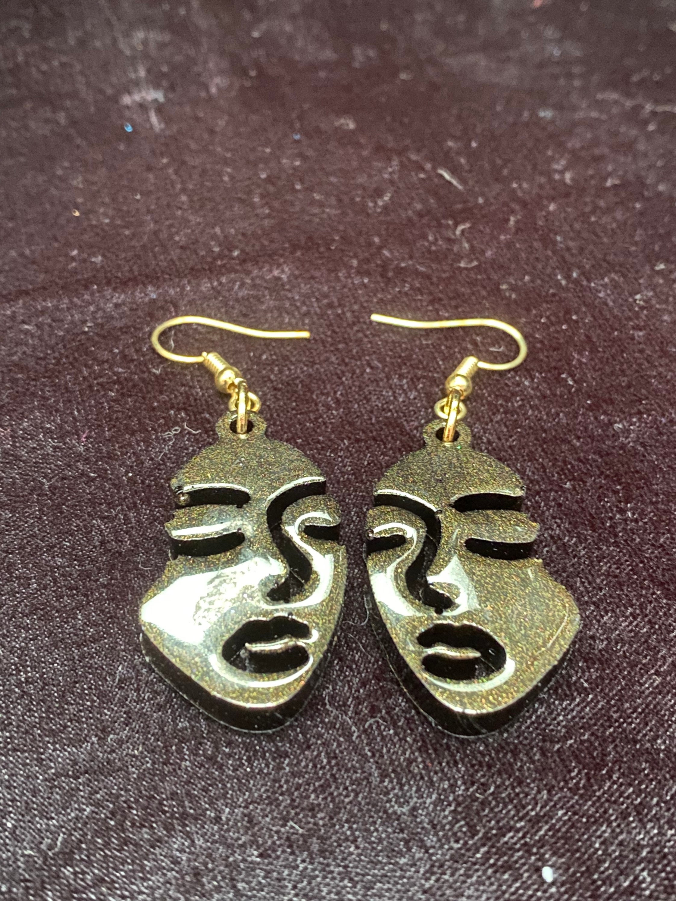 Gold Face Earrings Etsy