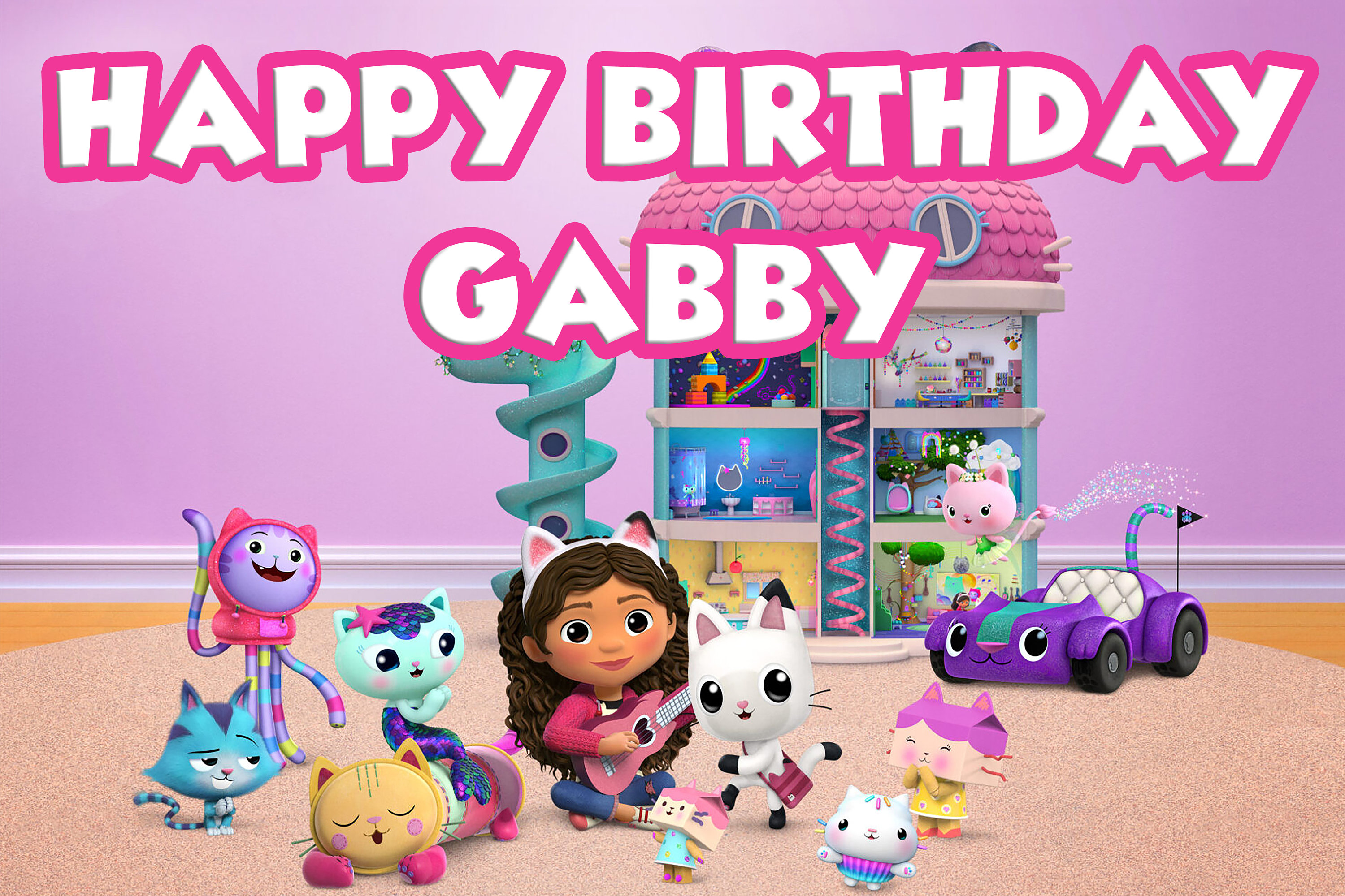 Gabby Dollhouse Happy Birthday Banner