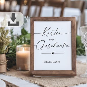 Wedding signs for cards and gifts, printable wedding signs 13x18 and A4, gift table decoration, minimalist digital template