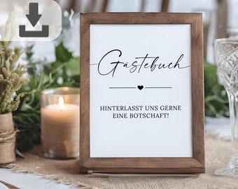 Sign wedding guest book, digital template, wedding decoration minimalist, wedding signs to print 13x18 and A4, note guest book
