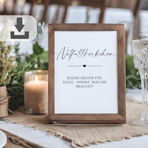 Sign Wedding Emergency Basket, Digital Template, Wedding Decoration Minimalist, Wedding Signs Little Helpers, to Print