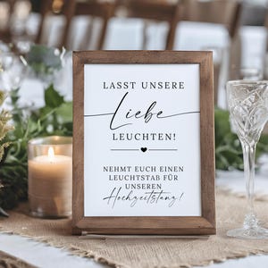 Wedding sign glow sticks, wedding sign to print, minimalist wedding decoration, let our love shine
