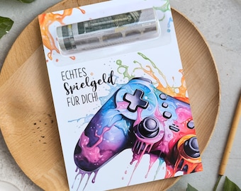 Creative money gift for gamers, funny birthday card, original gaming birthday gift for men, boys, and children