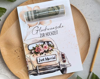 Creative money gift for a wedding, Just Married wedding card, original money gifts for a wedding, wedding present