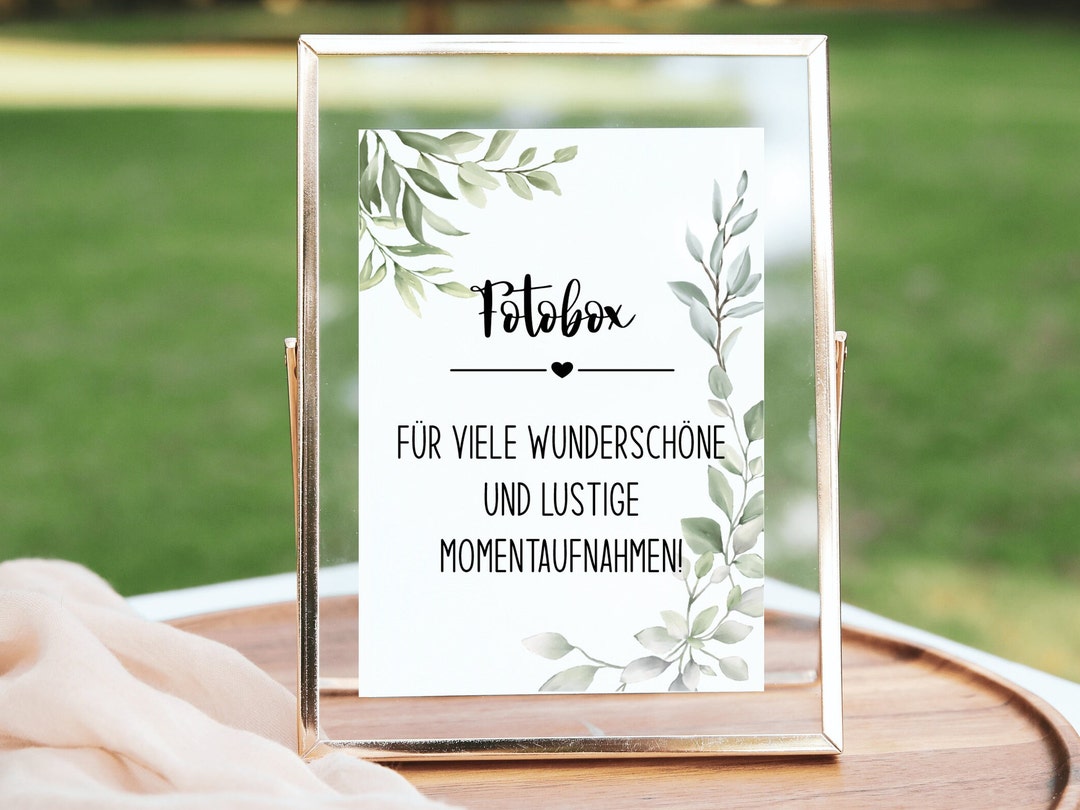 Schild Hochzeit Fotobox, Digitale Vorlage, Hochzeitsdeko Greenery