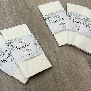DIY tears of joy wedding handkerchiefs, digital template, wedding decoration greenery eucalyptus, to print, download for the tears of joy