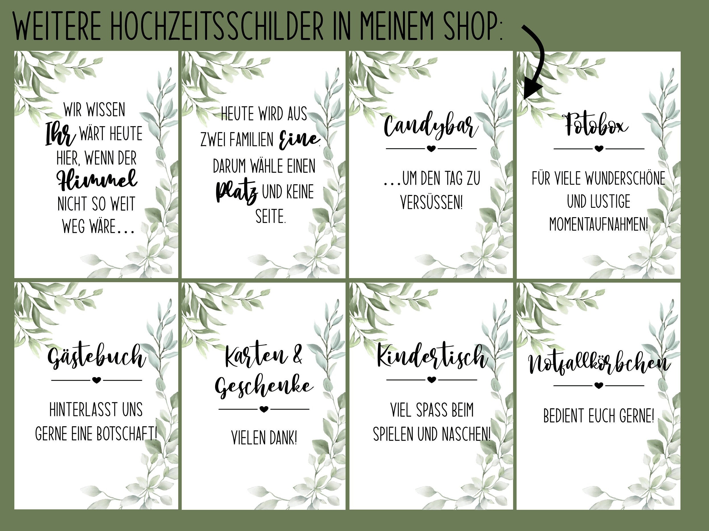 Schild Hochzeit Fotobox, Digitale Vorlage, Hochzeitsdeko Greenery