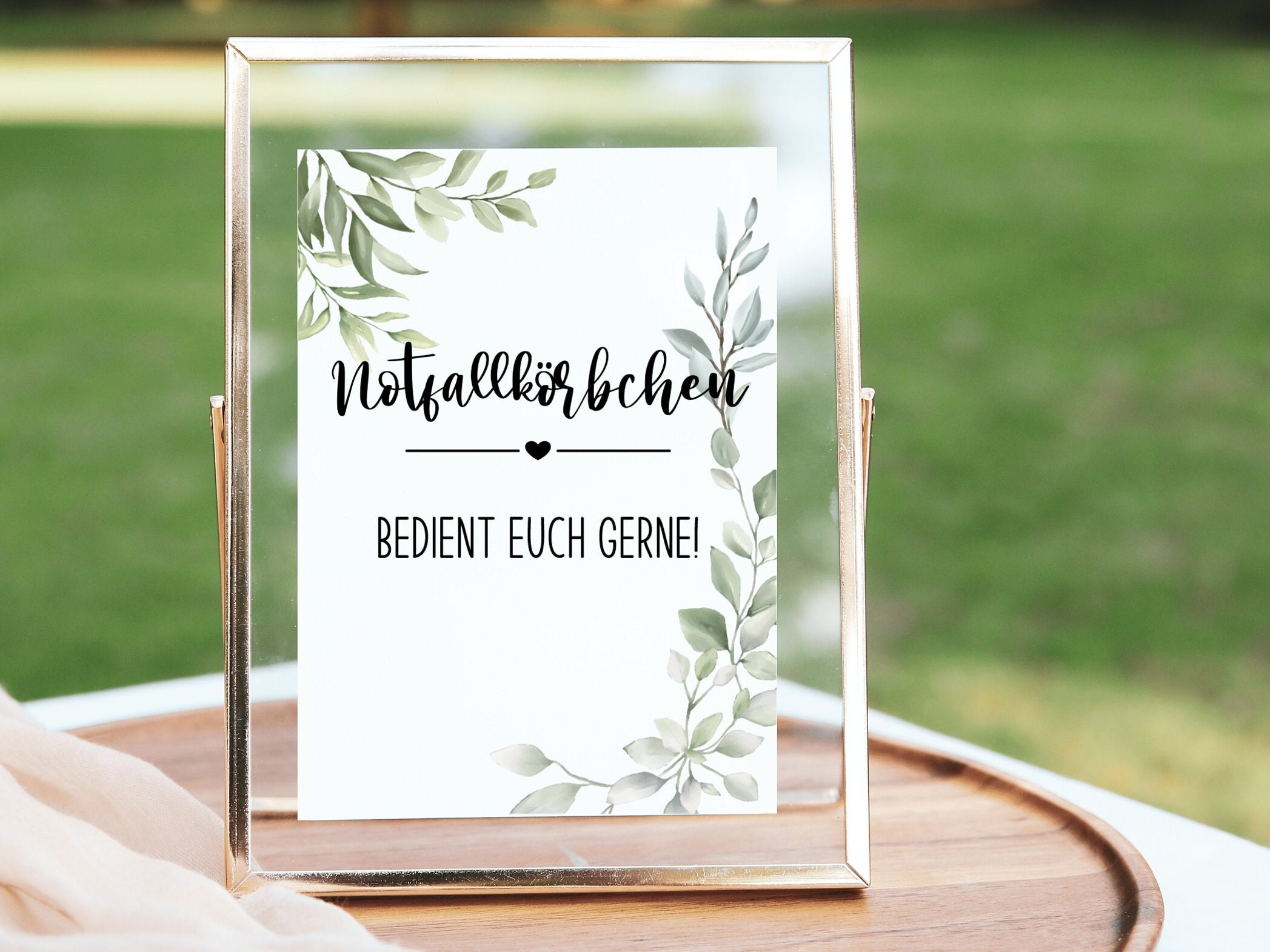 Schild Hochzeit Notfallkörbchen, Digitale Vorlage, Hochzeitsdeko