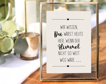Wedding sign: We know you would be here today, digital template, minimalist wedding decoration, for printing 13x18 and A4
