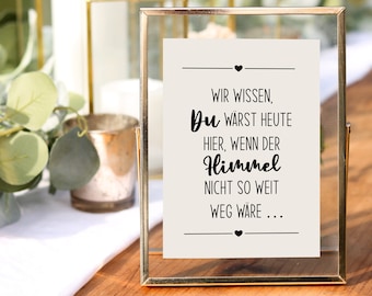 Wedding sign: We know you would be here today, digital template, minimalist wedding decoration, to print 13x18 and A4