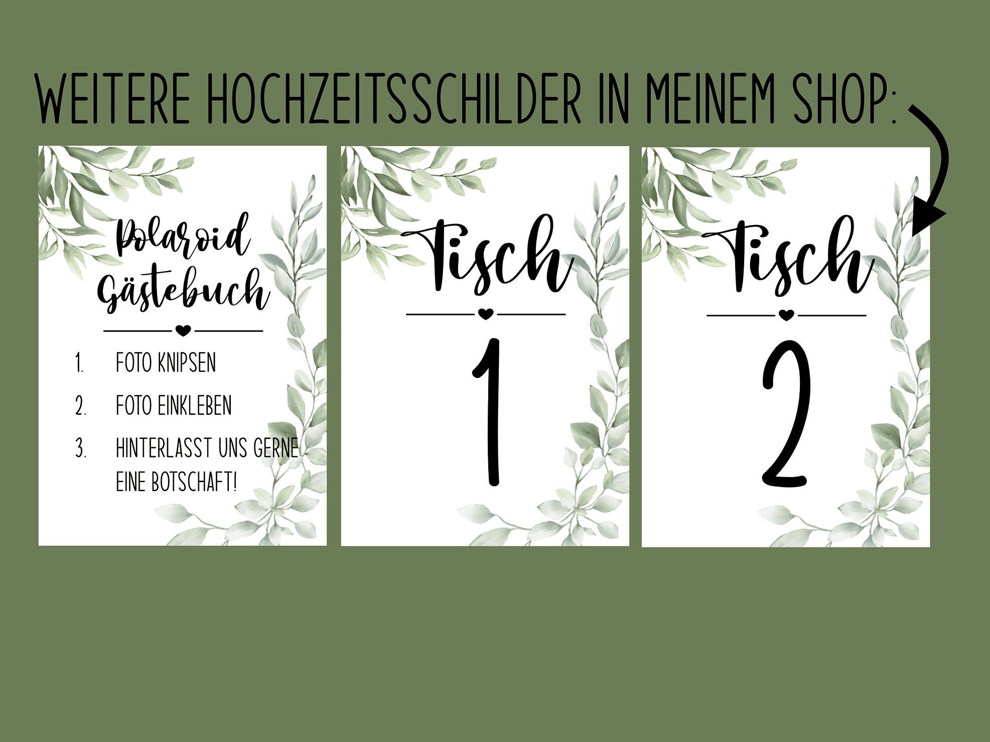 Schild Hochzeit Fotobox, Digitale Vorlage, Hochzeitsdeko Greenery