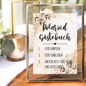 Wedding sign: Polaroid guest book, digital template, wedding decoration boho, for printing 13x18 and A4, information sign download