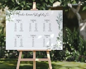 Sitzplan Hochzeit Canva-Vorlage, Hochzeitsschild Greenery, Tischplan Hochzeit digitale Vorlage, Finde deinen Platz Schild, Sitzplatz