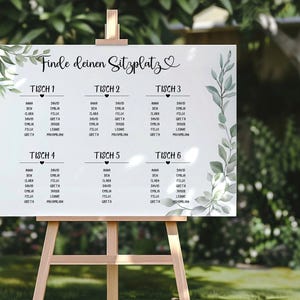 Seating plan wedding Canva template, wedding sign greenery, table plan wedding digital template, find your seat sign, seating