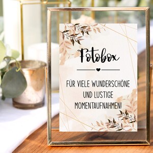 Wedding sign: Photo box, digital template, wedding decoration boho, for printing 13x18 and A4, information sign download