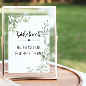 Sign wedding guest book, digital template, wedding decoration greenery eucalyptus, for printing 13x18 and A4, information sign poster download