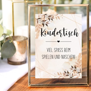 Wedding sign: Children&#39;s table, digital template, wedding decoration boho, for printing 13x18 and A4, information sign download
