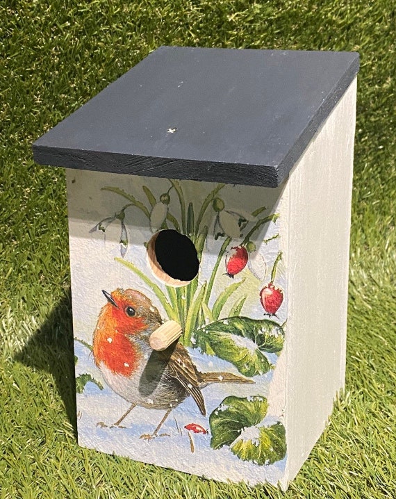 Bird Box, Nesting Box, Robin Box, Decoupaged, Garden Gifts, Fathers Day 