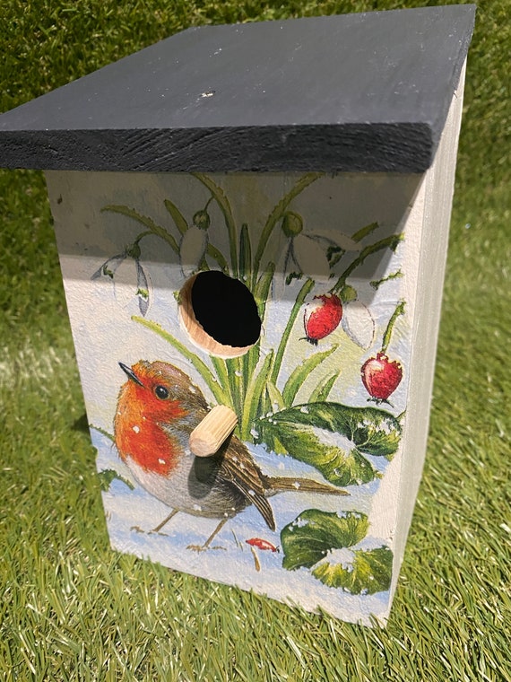 Bird Box, Nesting Box, Robin Box, Decoupaged, Garden Gifts, Fathers Day 