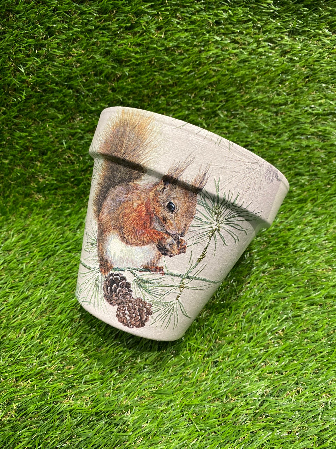 Squirrel Decupaged Plant Pot Squirrel Planter Squirrel Gift Etsy