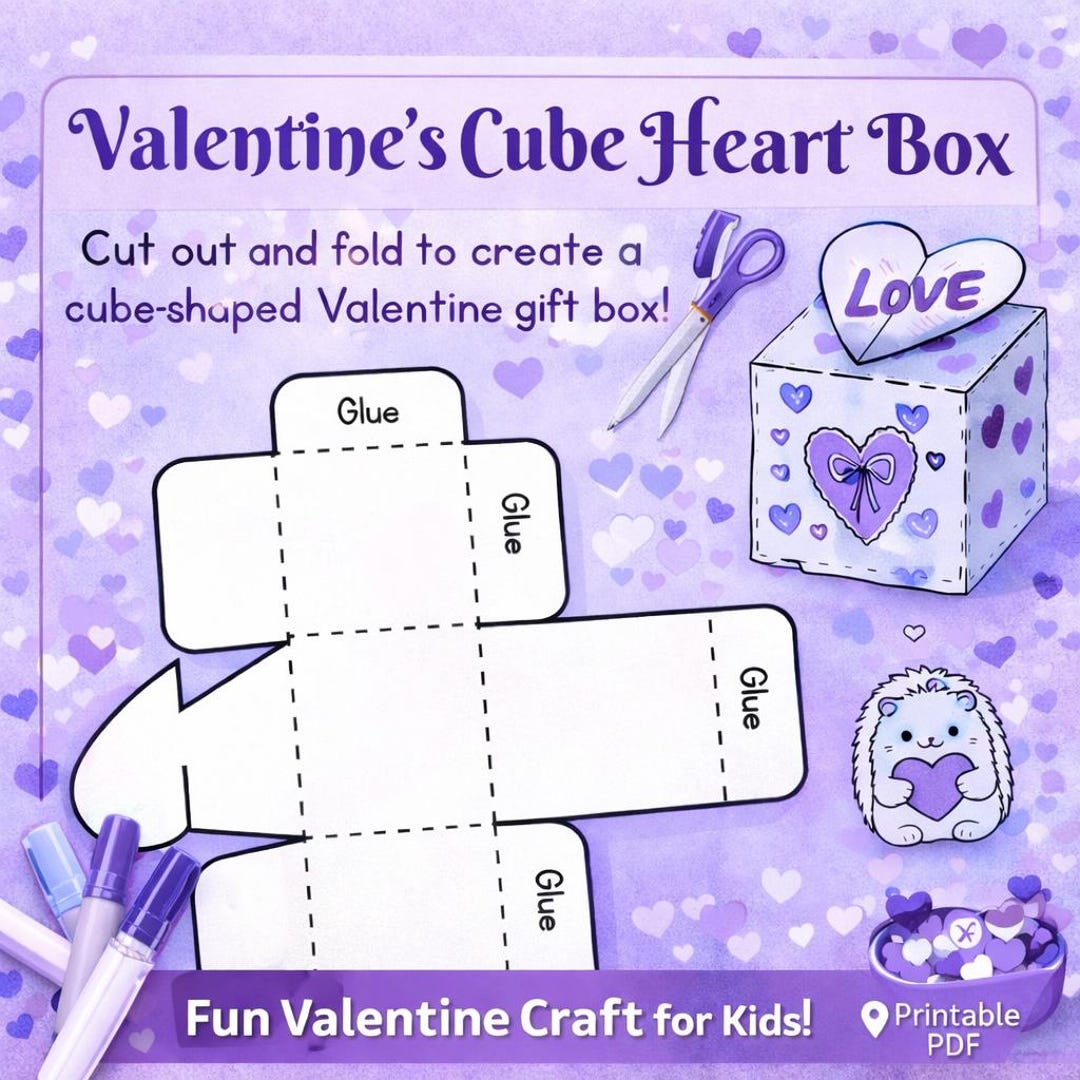 Valentine’s Cube Heart Box | DIY Valentine Gift Box | Cut and Fold ...