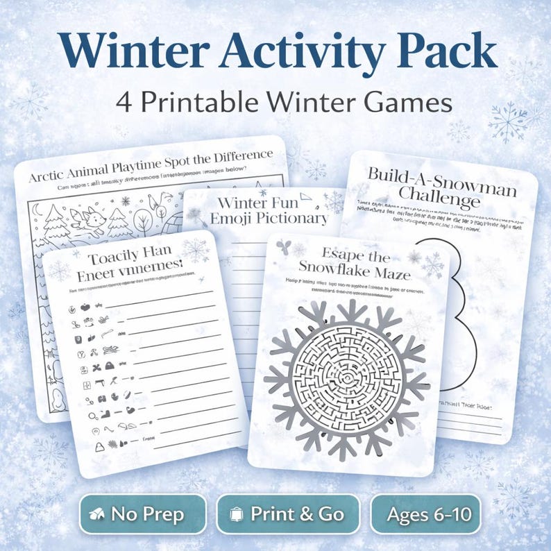 Winter Printable Activity Pack | Games, Puzzles & Snow Challenges for ...