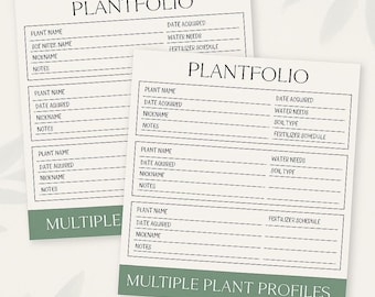 Multi Plantfolio | 2 Printable Plant Profile Log Sheets | Houseplant Collection Tracker
