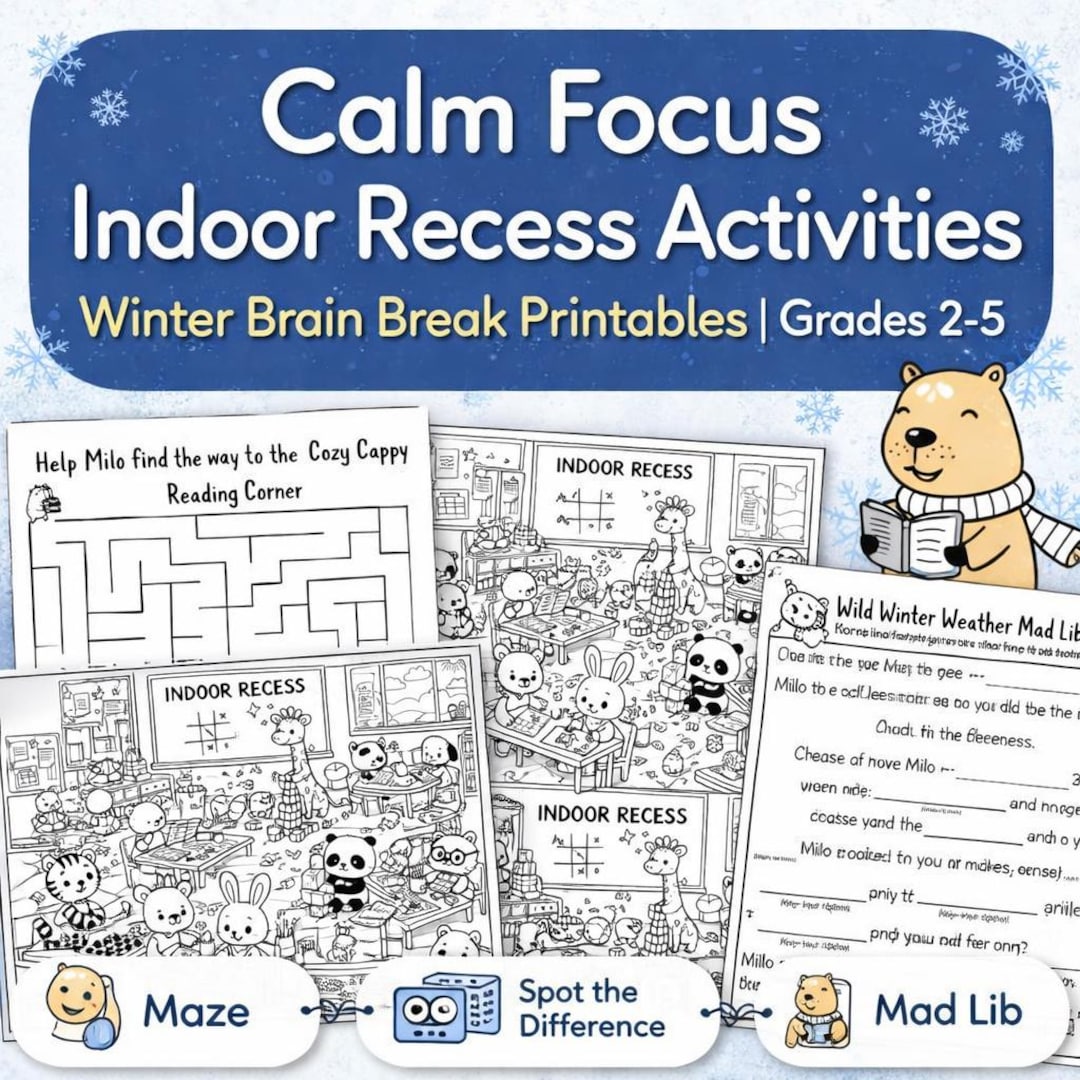 Calm Focus Indoor Recess Activities | Winter Brain Breaks for Kids ...