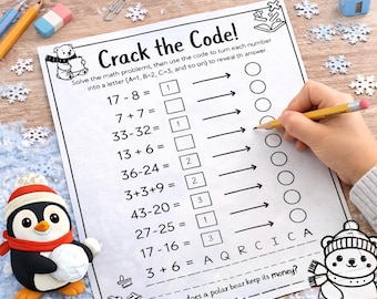 Crack the Code Math Worksheet | Winter Logic Puzzle with Joke | A=1 Code Breaker Activity |