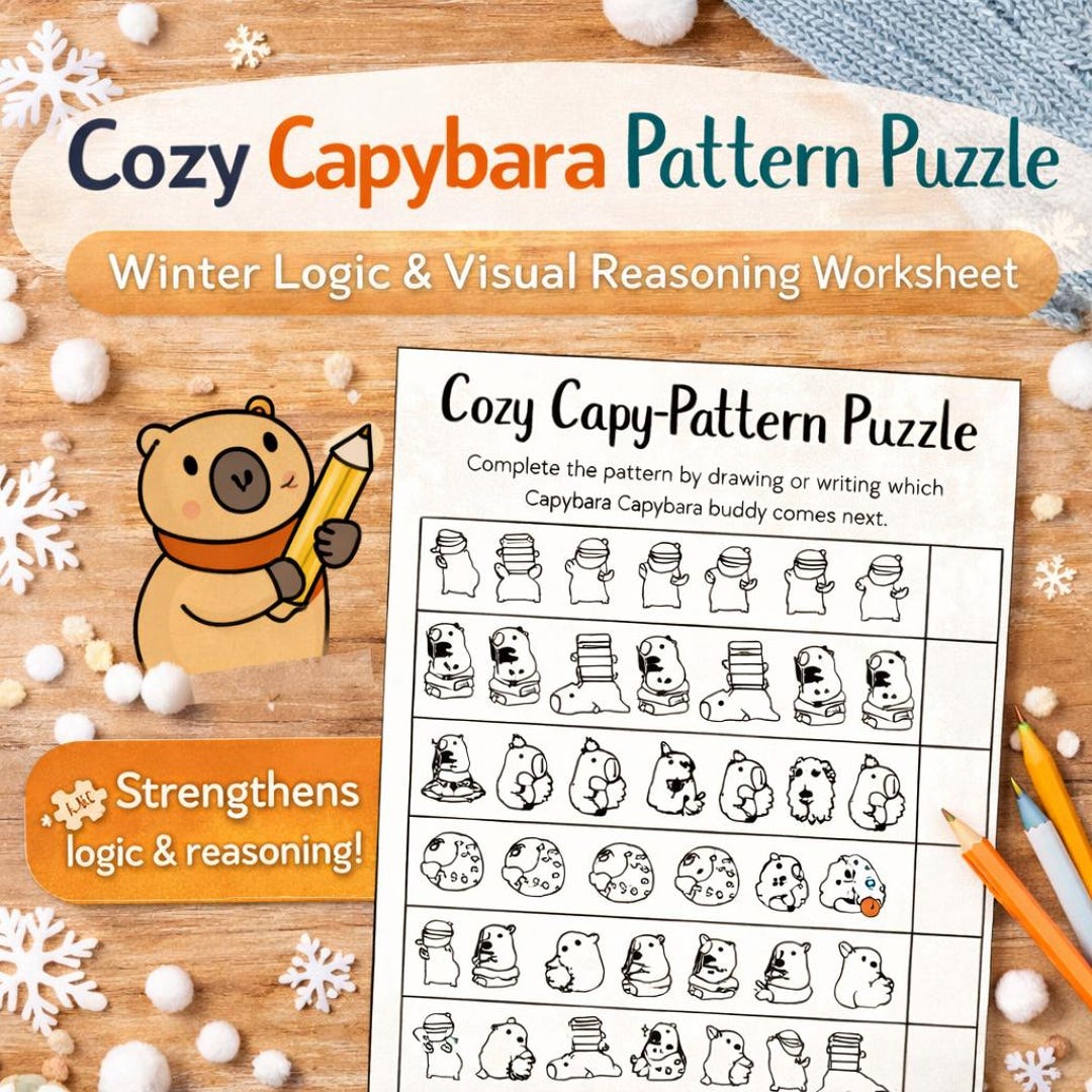 Cozy Capybara Pattern Puzzle | Winter Logic & Visual Reasoning ...