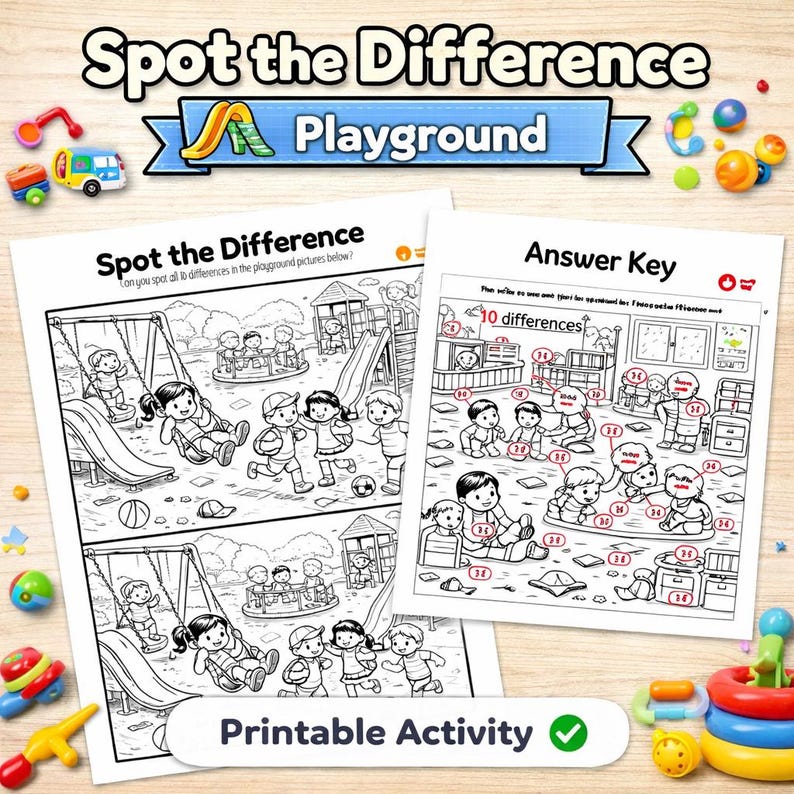 Spot the Difference School Hallway & Teacher’s Desk | 2 Pack Printable ...