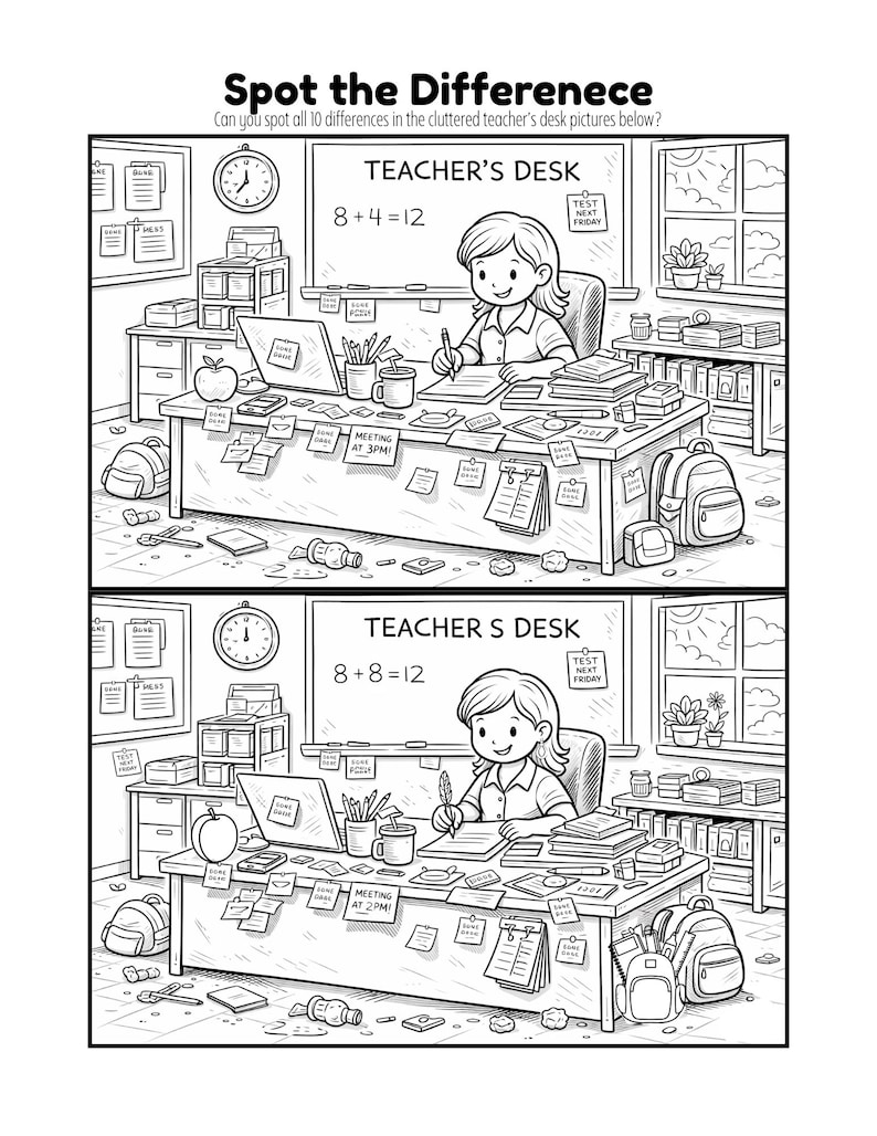 Spot the Difference Worksheets – School Scenes 8 Pack | Classroom ...