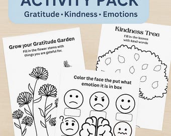 Mindfulness Coloring Pages: Kids' Gratitude & Kindness Activities (PDF/PNG Download)