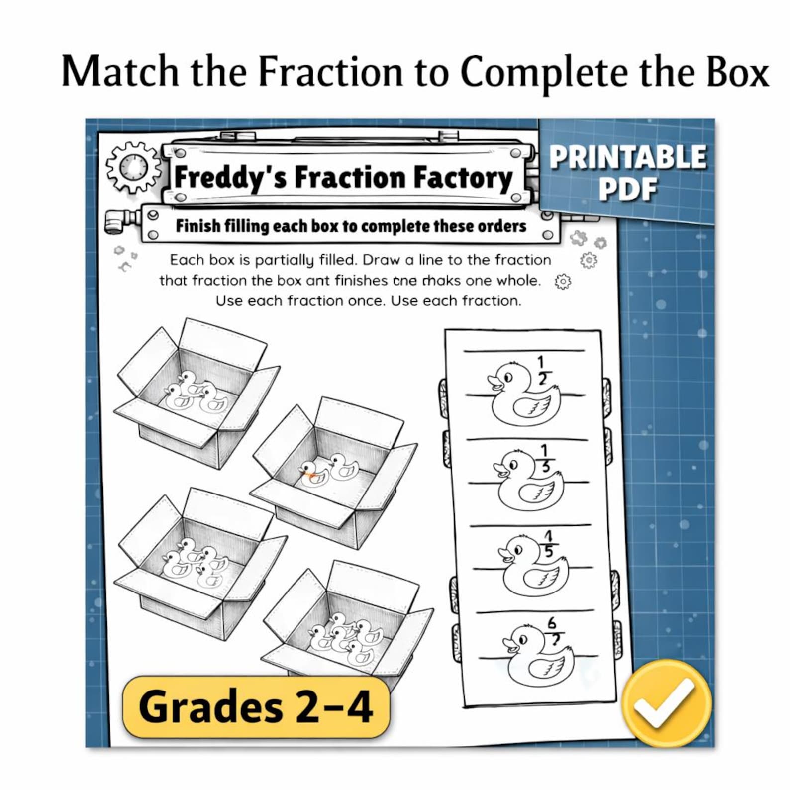 Completing Fractions Fractions Making a Whole Worksheet | Match the Fraction to Complete the ...