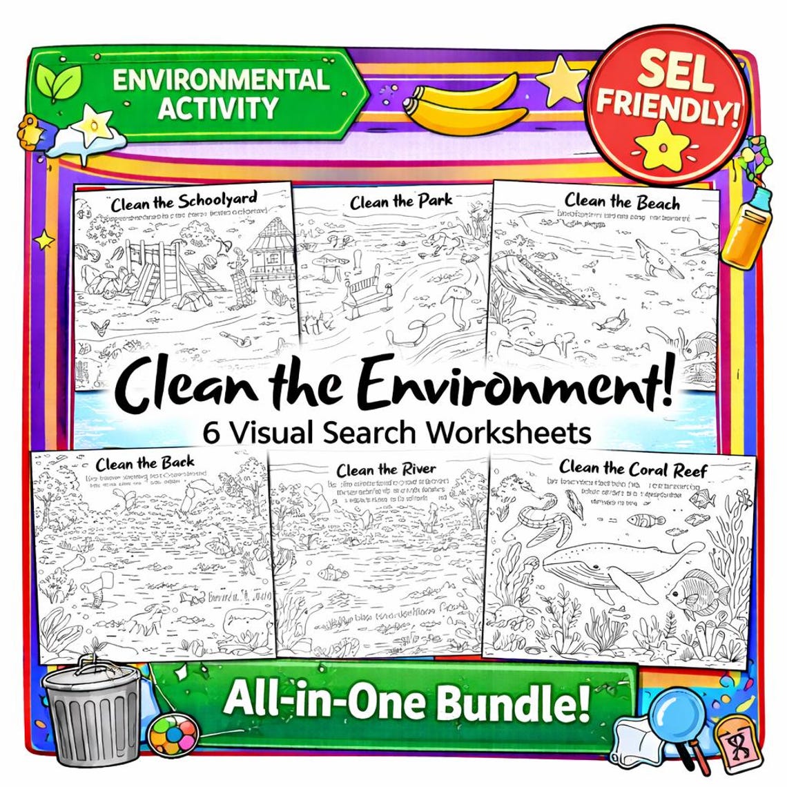 Environment Visual Clean the Environment Bundle | Find the Trash Activities | Earth Day ...