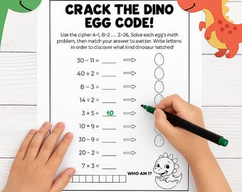 Kraak de Dino Egg Code | Afdrukbaar rekenspel voor kinderen