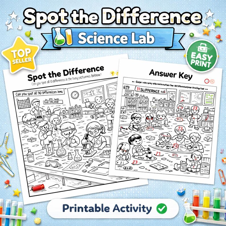 Spot the Difference Art Room & Science Lab | 2 Pack Printable | Find ...