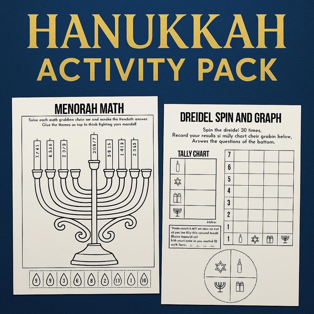 Menorah Math Hanukkah Math Duo – Menorah Math and Dreidel Spin & Graph - Etsy