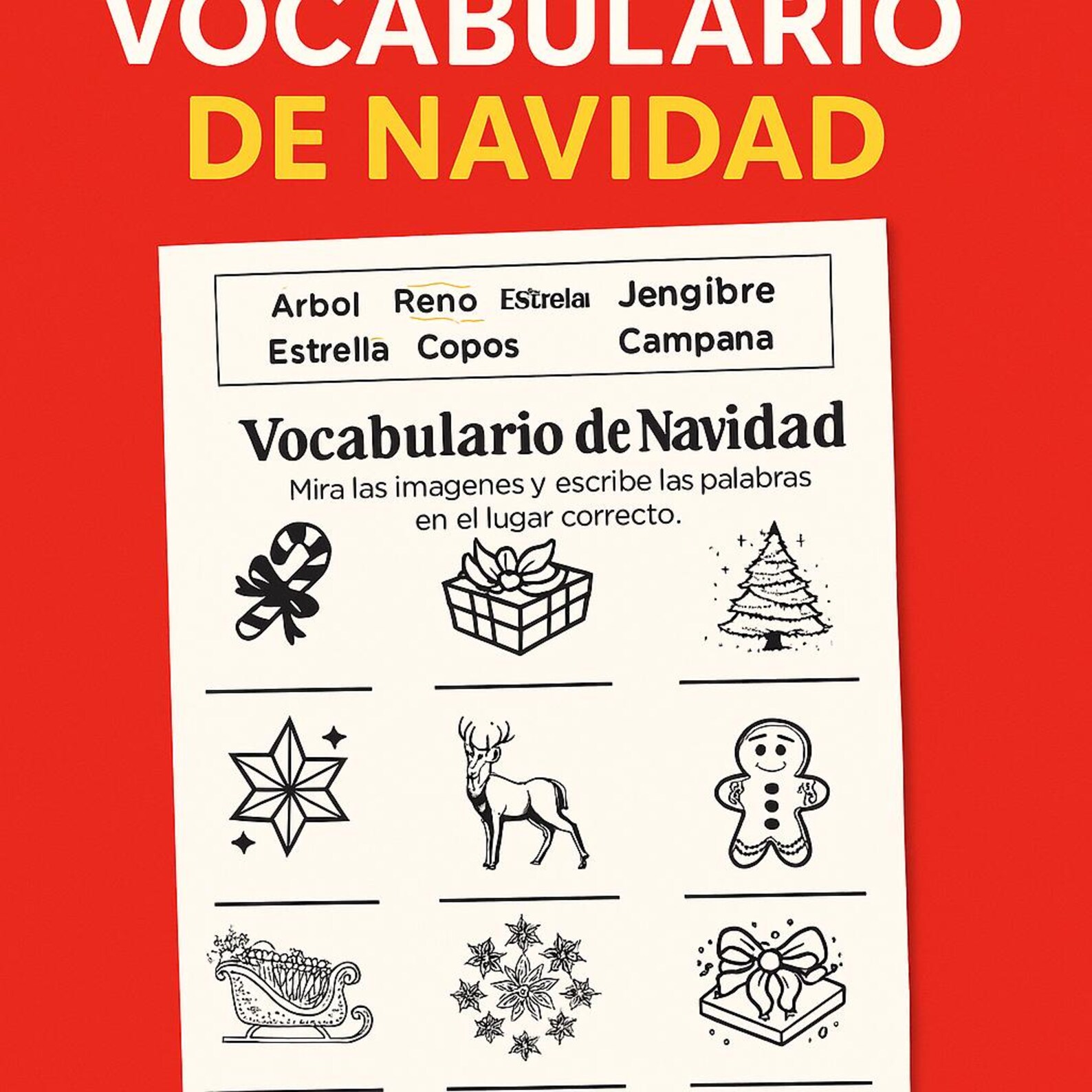 Spanish Christmas Vocabulary Worksheet | Vocabulario De Navidad - Etsy