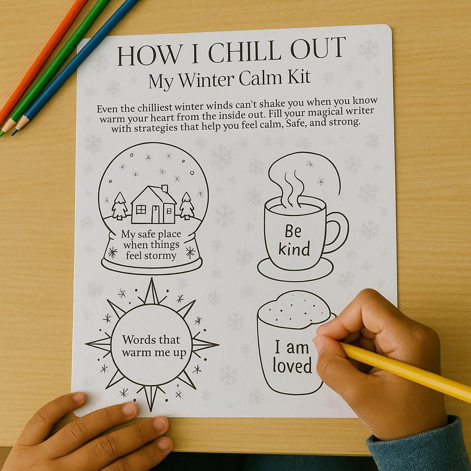How I Chill Out – My Winter Calm Kit | SEL Mindfulness Worksheet for ...