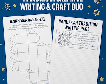 Chanukka Kreatives Schreiben und Handwerk Duo | Druckbare Kinder Aktivität