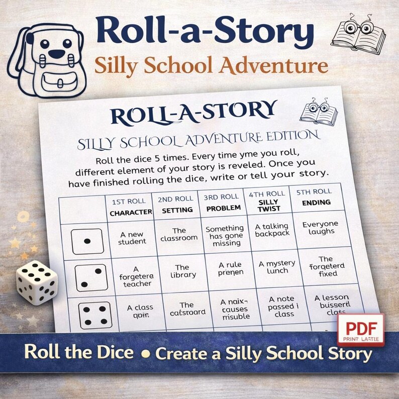 Roll a Story Silly School Adventure | Creative Writing Dice Game ...