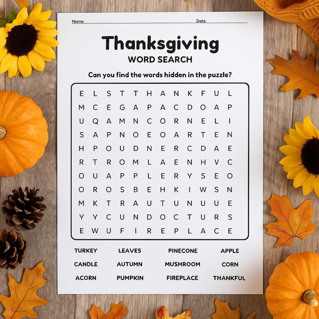 Thanksgiving Word Search | Printable Turkey Activity for Kids | Fun ...