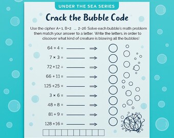Crack the Bubble Code – Ocean Math Cipher Puzzle | Under the Sea Series