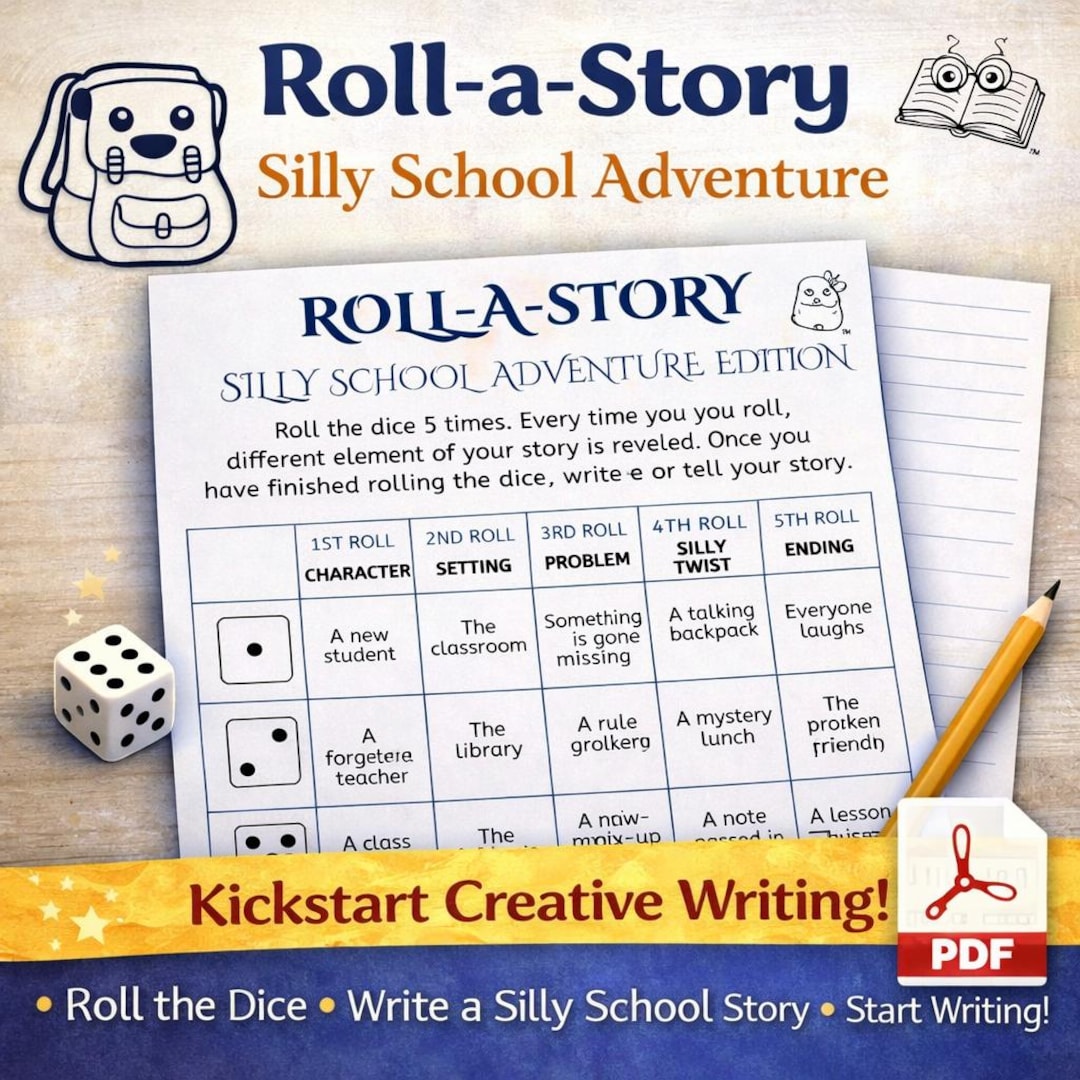 Roll a Story Silly School Adventure | Creative Writing Dice Game ...