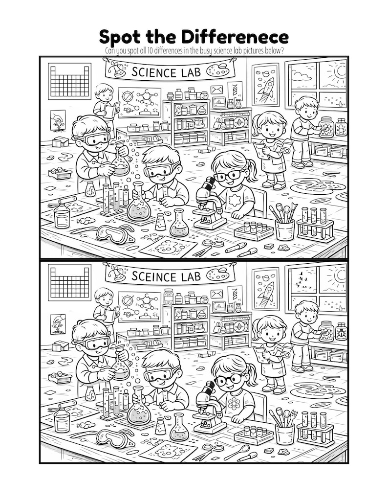 Spot the Difference Art Room & Science Lab | 2 Pack Printable | Find ...