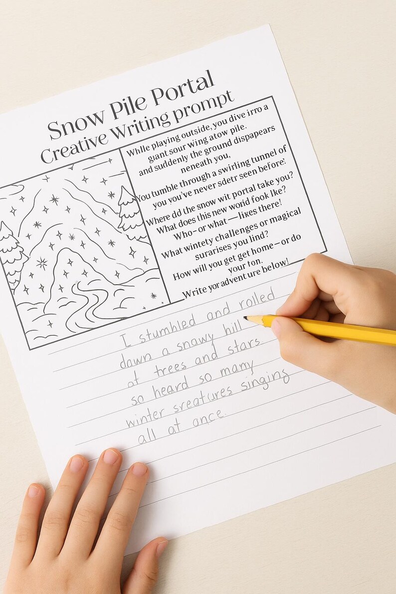 Portals Writing Snow Pile Portal Writing Prompt: Winter Creative Writing Activity (PDF ...