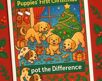 Puppies’ First Christmas – Spot the Difference Printable
